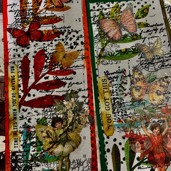 Colorful Butterfly tag set handmade mixed media junk journal ephemera - Picture 7 of 7